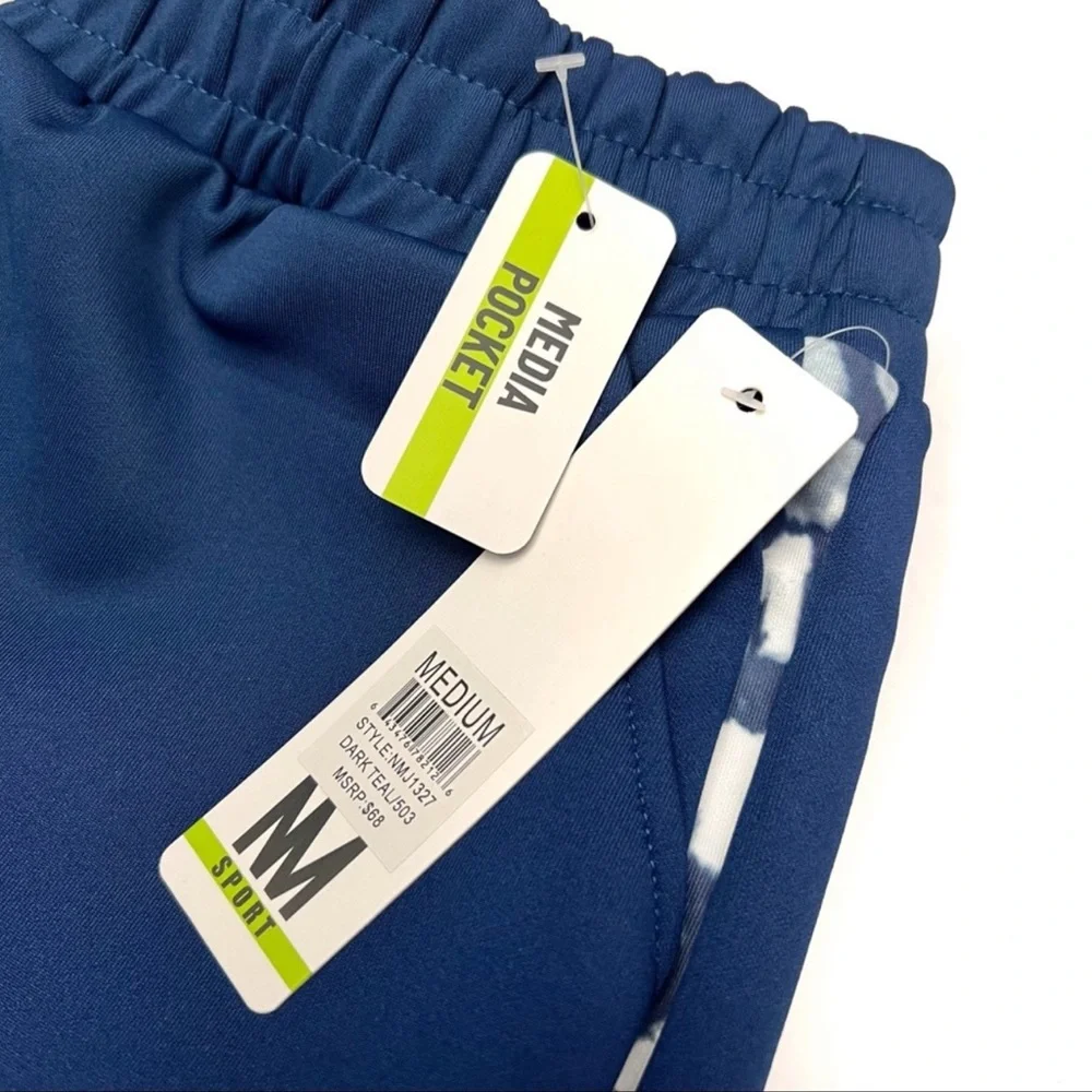Nicole Miller Sport Jogger Dark Teal Scuba Stripe Sweatpants Size Medium